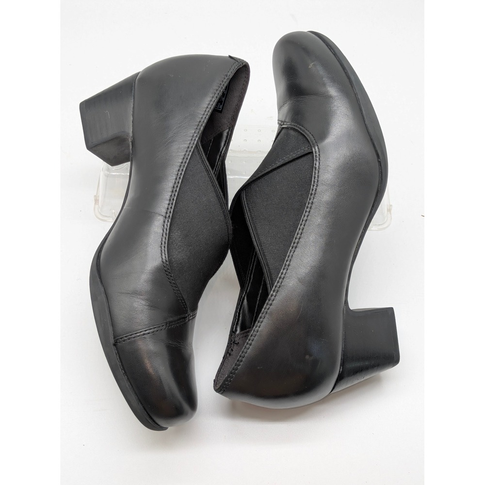 Clarks Unstructured Black Leather Comfort Pumps Low Heel Slip On Women's 7M - Picture 11 of 12